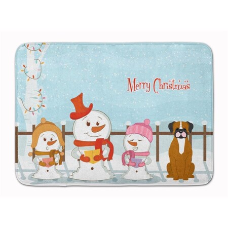 Carolines Treasures Merry Christmas Flashy Fawn Boxer Machine Washable Memory Foam Mat BB2447RUG
